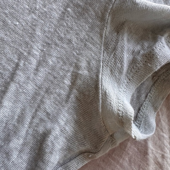 Maje Ice Blue Linen Rhinestone Embellished Tee - Size 1 S - Picture 7 of 10